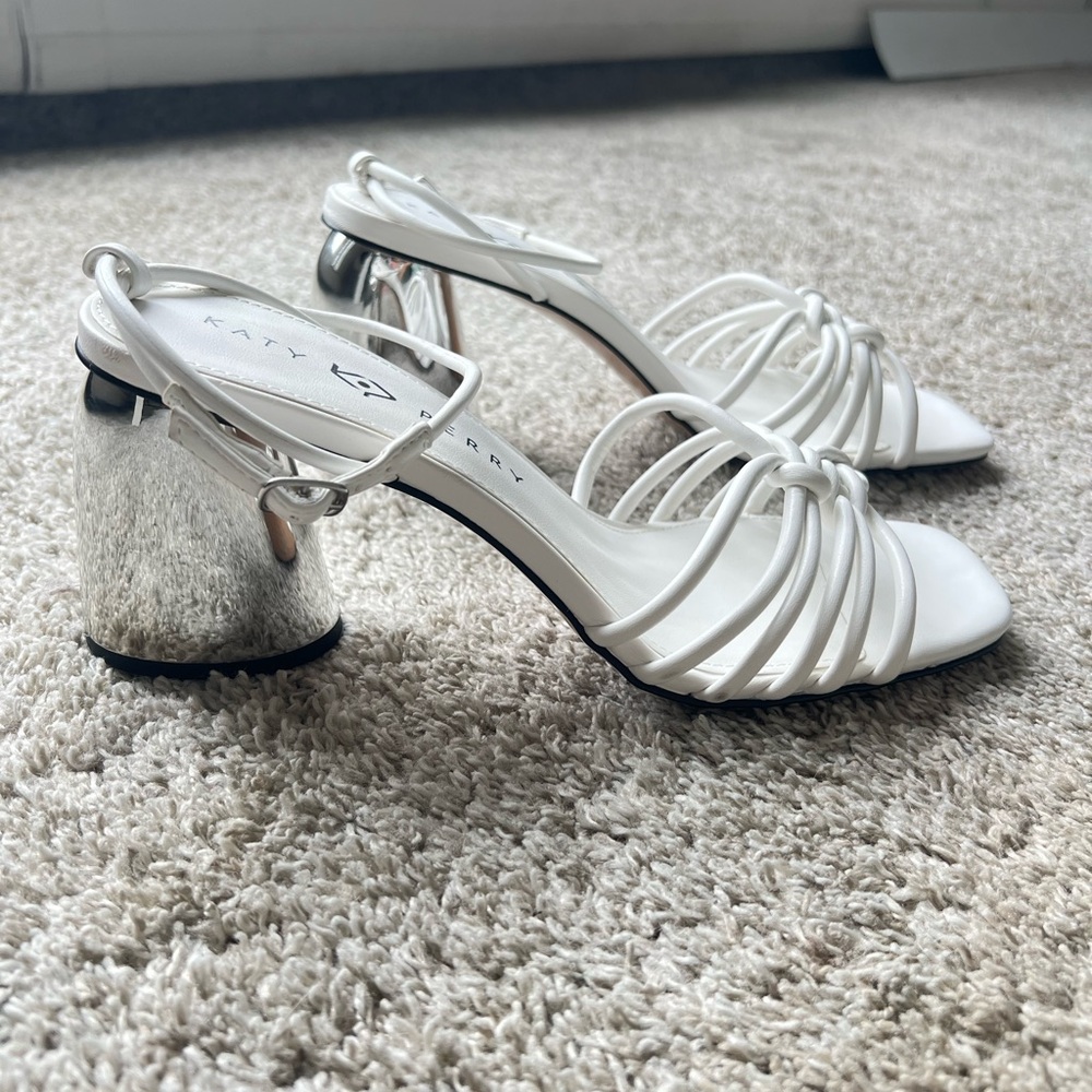 Katy Perry Collections Silver and White Strappy Heels. New without tags - Picture 2 of 7